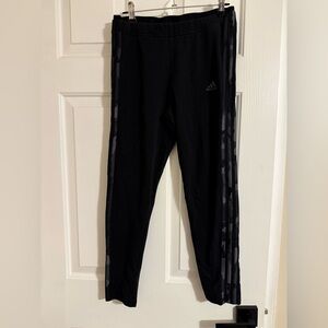 Adidas Women’s Leggings in Black with Gray Camp Stripes